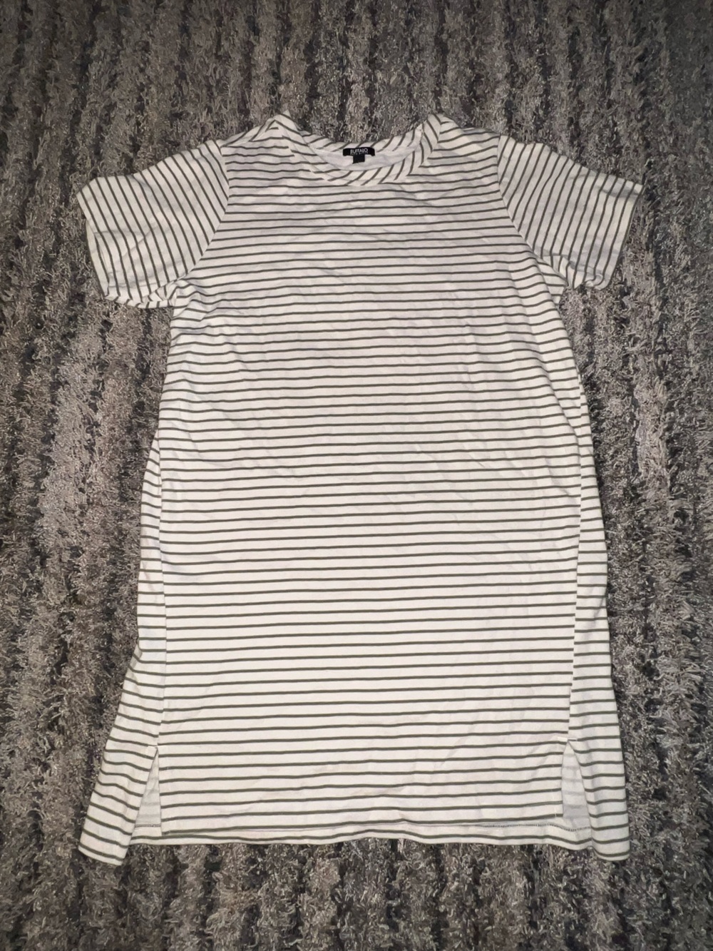 Buffalo David Bitton White Tee with Olive Green Stripes Maternity Dress